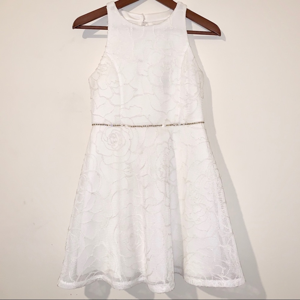 Pink & Violet Big Girls Floral Embroidered Dress